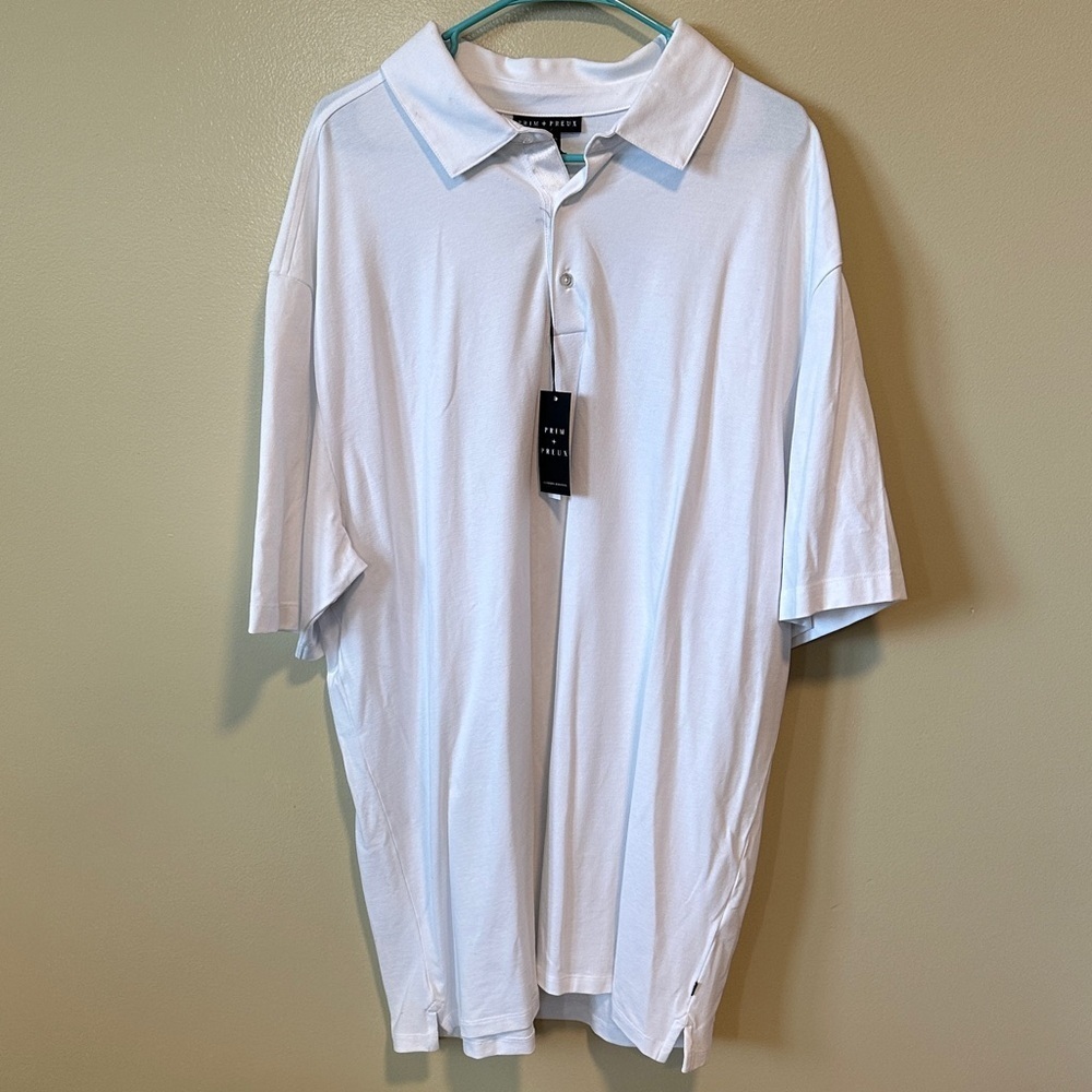 NWT Prime + Preux Men's Classic White Polo size 3xl